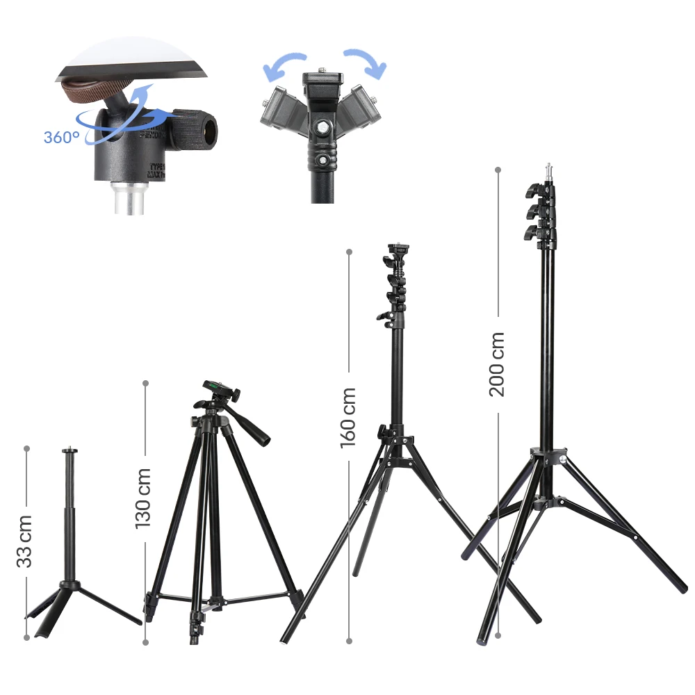 LED Video Light Panel Studio Fill Lighting Kit For Video Recording YouTube Photography Selfie with Tripod Stand Long Arm