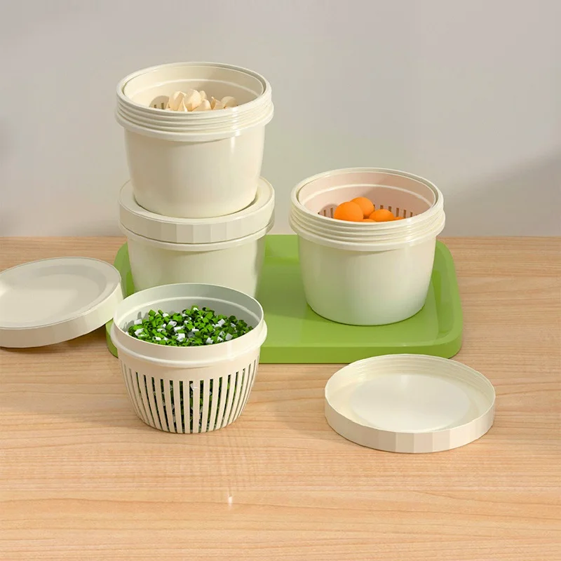 Leak Proof Storage Bowl Portable Stackable For Picnic Camping Refrigerator Storage Box With Drain Basket Kitchen Organizer