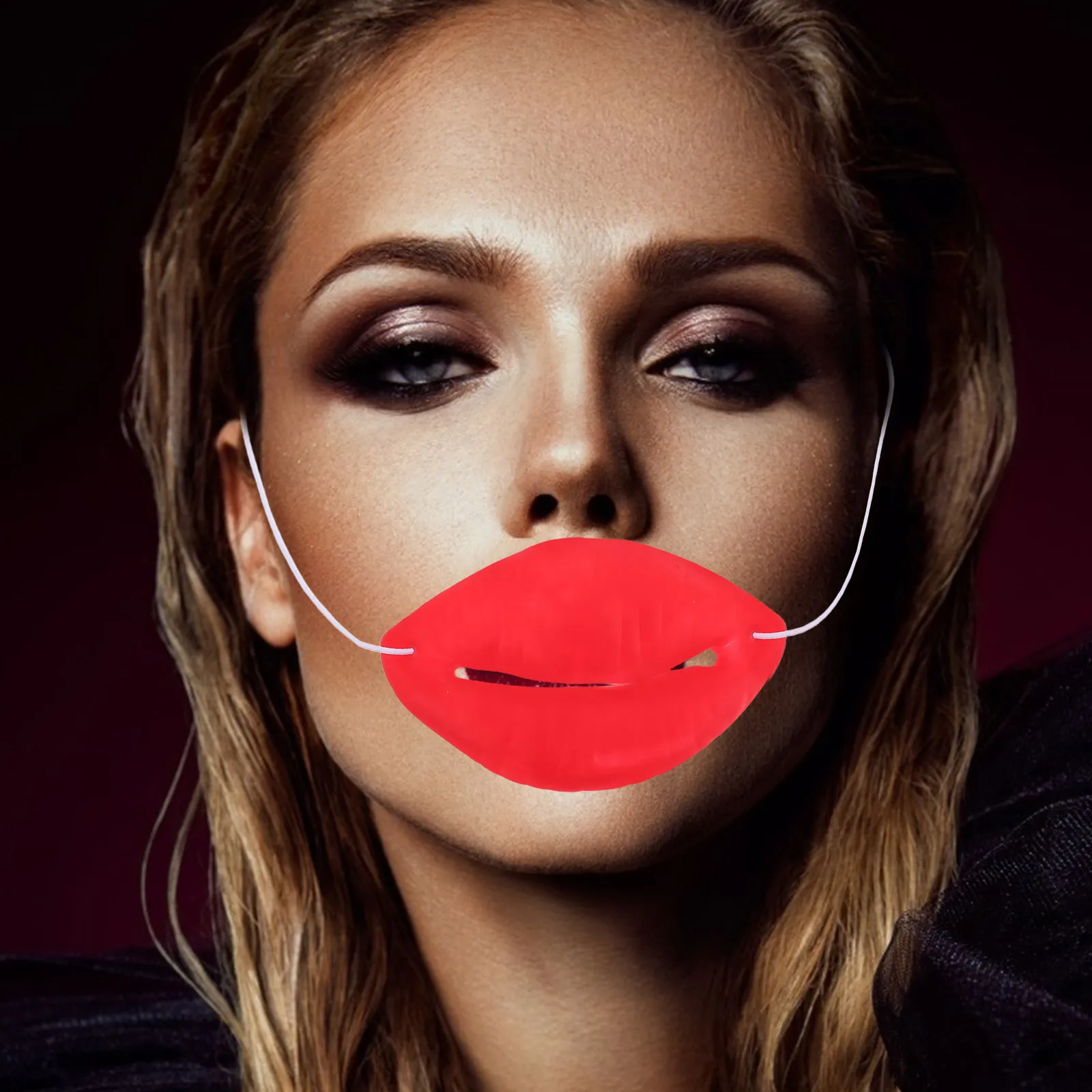 

2Pcs Funny Big Mouth Lip Props Sausage Red Lip Photo Booth Halloween Masquerade Party Supplies Cosplay Decorations