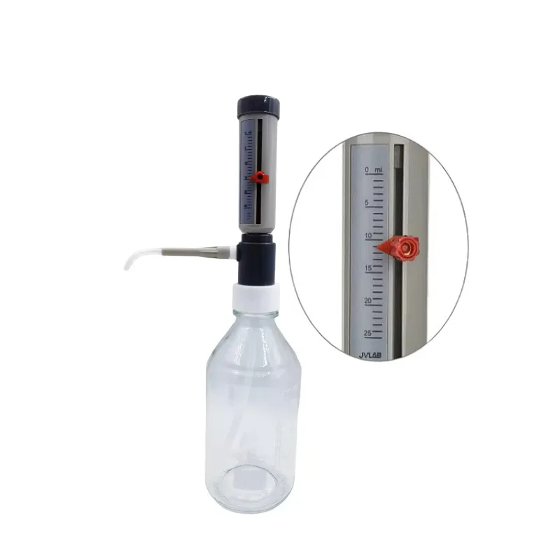 실험실 병 상단 디스펜서 경제적인 디스펜서 슬리브 타입 0-25ml 조절 가능 액체 추가기 반자동 액체 디스펜서