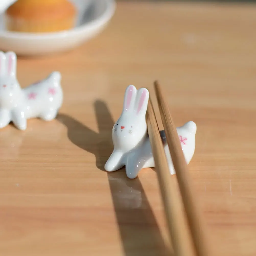 

4Pcs Ceramic Chopstick Holders Rabbit Shape Table Chopsticks Stand Home Dining Table Cutlery Rest Kitchen Accessory