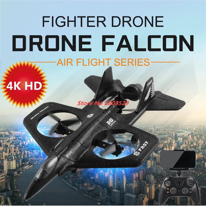 RC Plane with 4K HD Camera Wide Angle Camera 2.4G Radio Controlled Palne Foam App Phone Control Aircraft Fighter Toy for Boy Kid