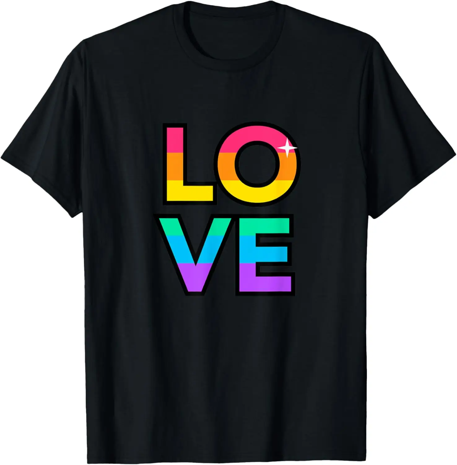 Love - Rainbow Colors - Retro Groovy Design - Classic T-Shirt