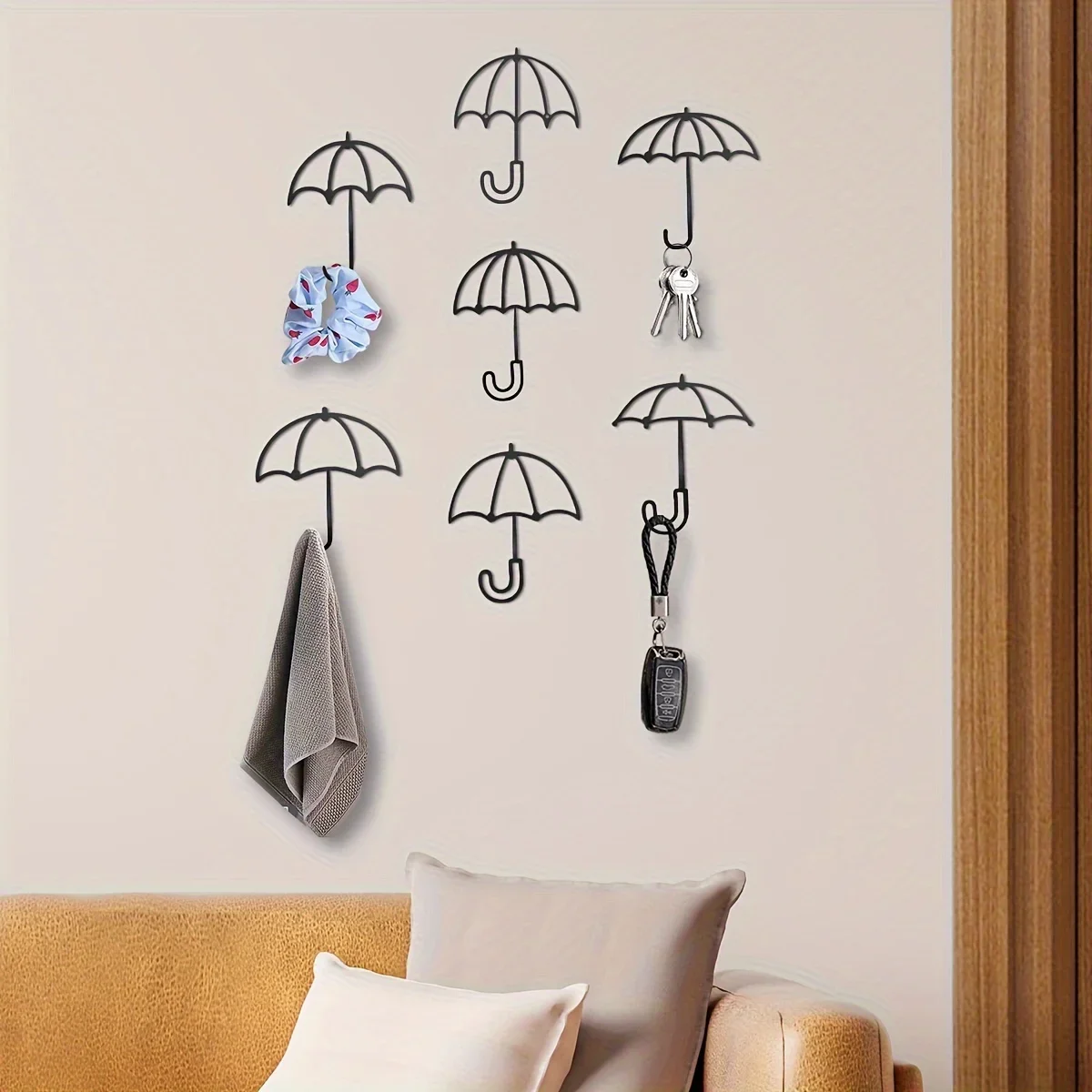 

CIFBUY 7PCS Metal key hanger Coat Hook Creative Umbrella Hook Housewarming Gifts Multifunctional Hook, Aesthetic Room Decor