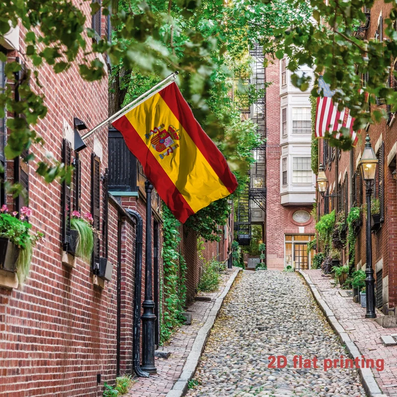 2D Flat 1pc Spain Flag, Spanish National Flag, Polyester Flag with 2 Grommets, Unequal Red Wide Yellow Red Stripes Design