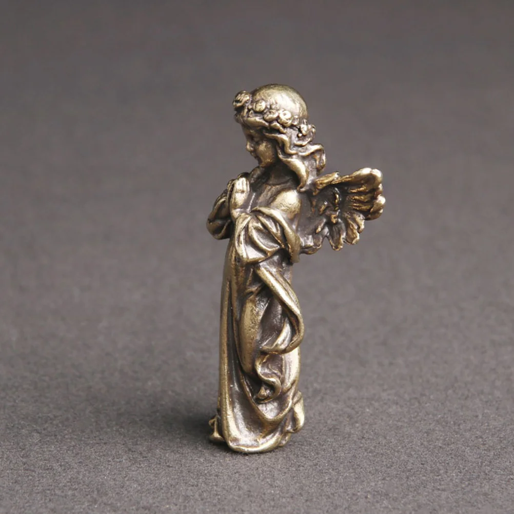 

1 Piece Desktop Copper Angel Figurine Decor Angel Figurine Desktop Decor Vintage naments Indoor Statue Small Model Craft