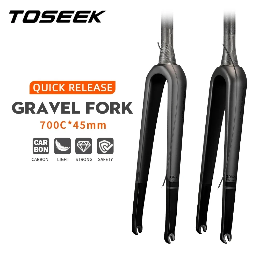 TOSEEK Gravel-Gabel 700C*45C T800 Carbonfaser Fahrrad-Vordergabel Rennradgabel Konische Gabeln QR 9*100mm oder Steckachse 12*100mm – Detail 3