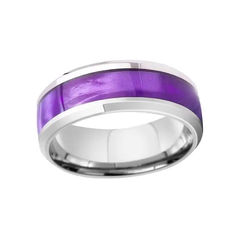 

Purple Titanium Steel Couple Ring Set Stylish Elegant Design Daily Jewelry Ideal Valentine’s Day Presents with Sizes 6-13