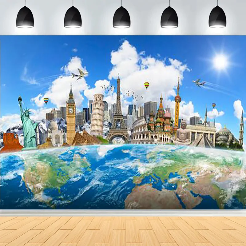 السفر حول العالم متصل خلفيات للتصوير الفوتوغرافي FWorld amous معالم عيد ميلاد الطفل صورة خلفية HQ-03