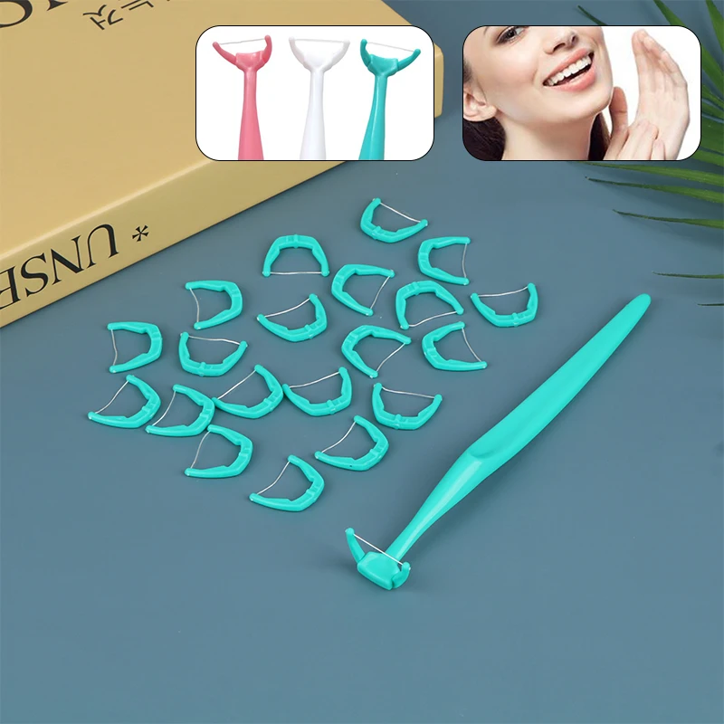 

20Pcs Replaceable Dental Floss Sticks Oral Cleaning Reusable Floss Sticks Dental Teeth Sticks Oral Care Hygiene Toothpick