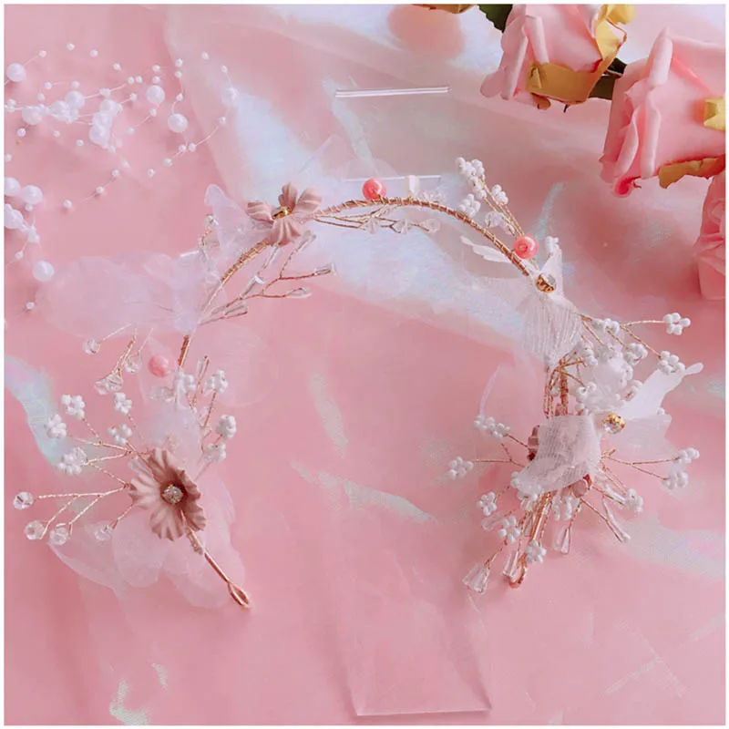 Lolita accessories Japanese girl sweet and lovely princess flower pearl  crown hair accessories flower Lolita headdress