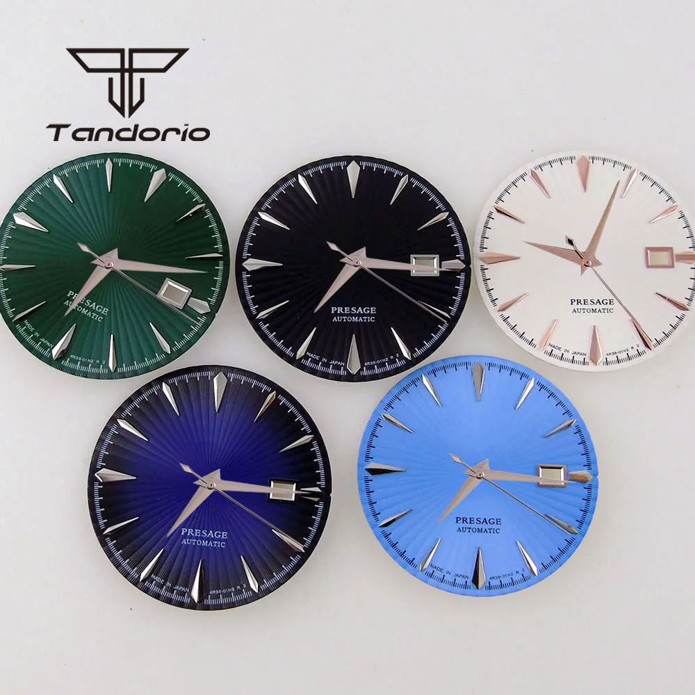 35mm Black/White/Blue/Green Watch Dial Face Date Window Sword Hands Set Fit NH35 NH35A Automatic Movement Accessories Spare Part