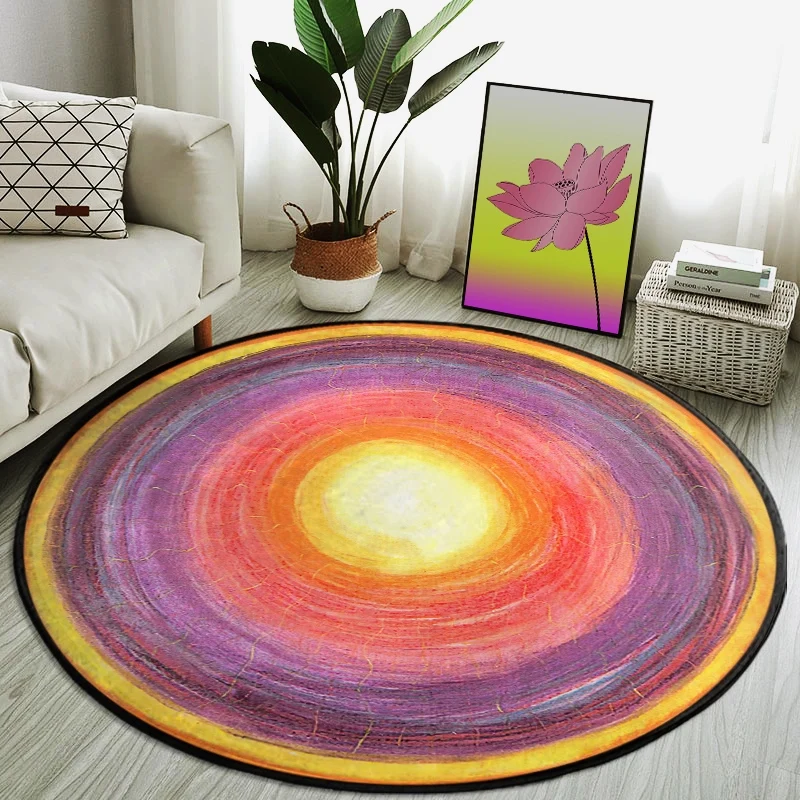 

Round Carpet Living Room Bedroom Carpets Rainbow Lollipop Bedside Foot Mat Fluffy Soft Rug Home Decoration Rugs Ковер Alfombras