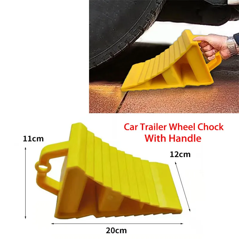 Rhyming 1 Pc/2 Pcs Portable Wheel Chock With Handle Anti-slip Tire Stop Block Heavy Duty Parking Wedge For Car Truck RV Trailer