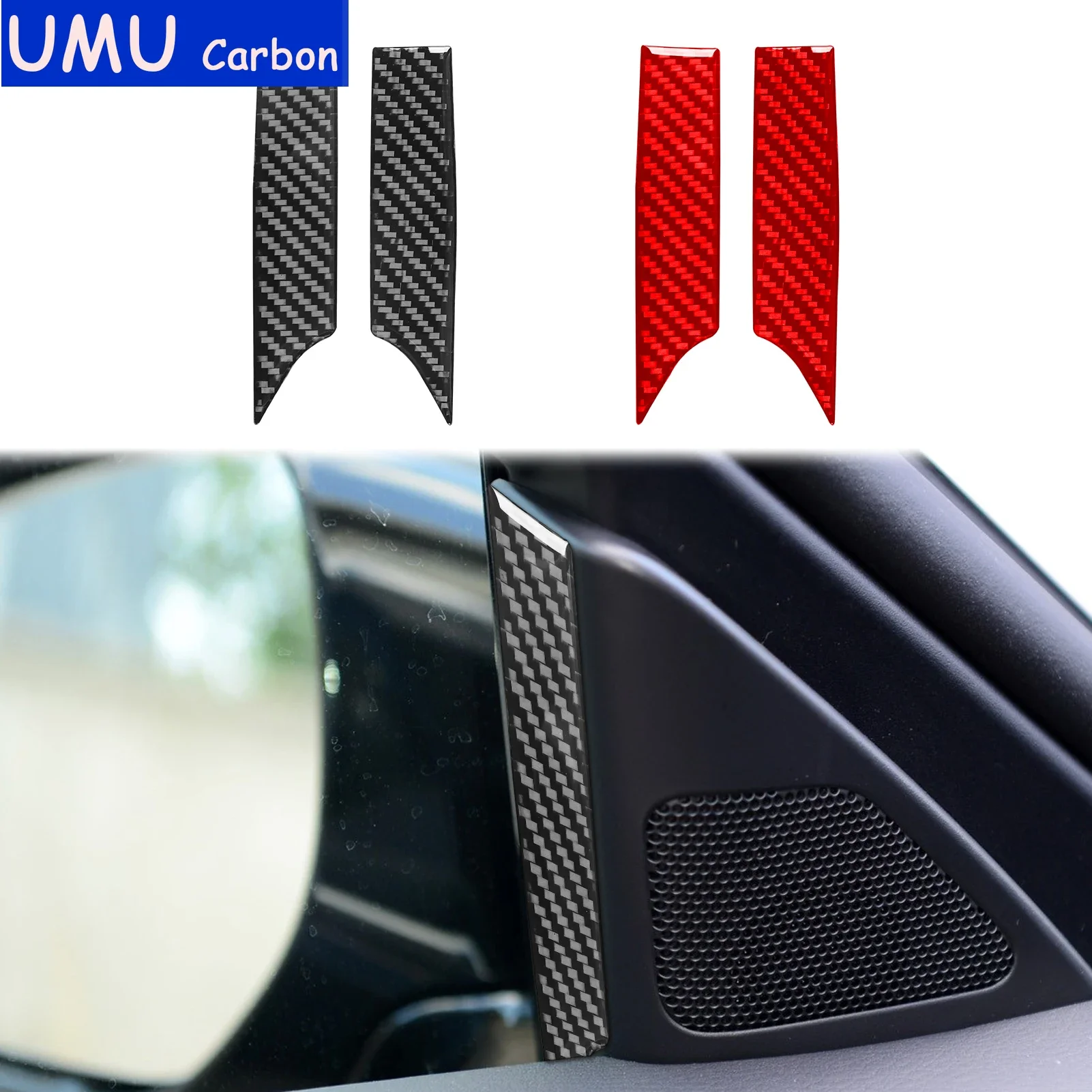 For Infiniti Q50 2014——2020 Real Carbon Fiber Car Inner A-pillar Speaker Horn Cover Trim Sticker Decorative Accessories