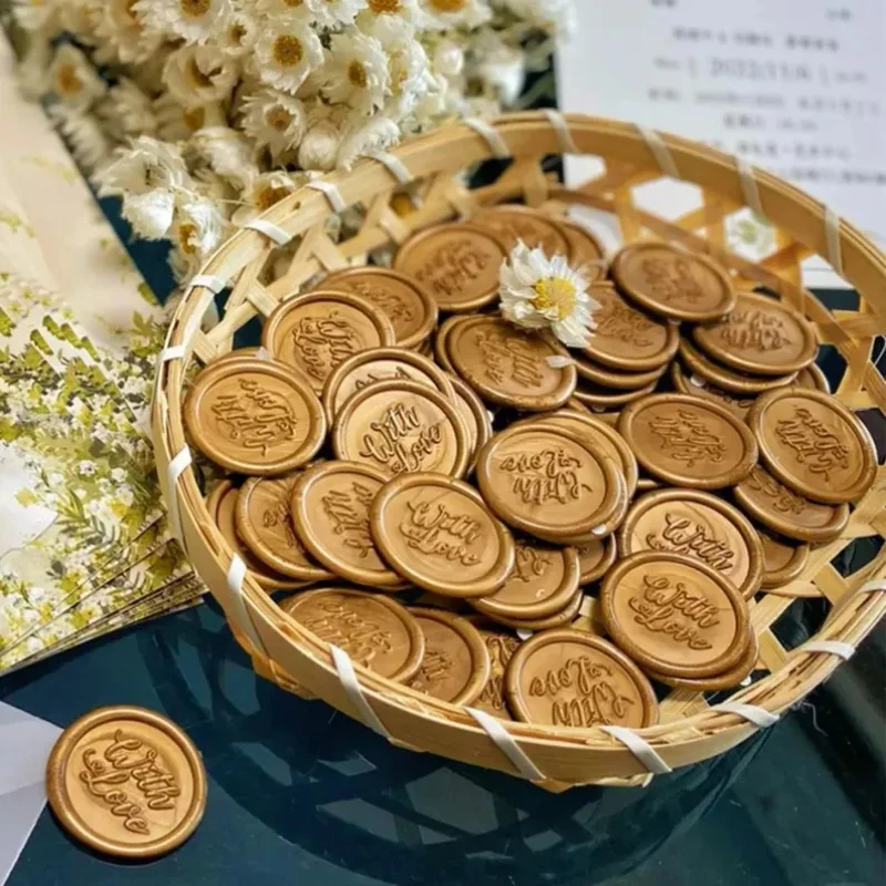 

200pcs/set Bronze Round 3cm Wax Seal Stickers Initials Custom Logo Design Self-adhesive Labels for Wedding Envelope Card Decor
