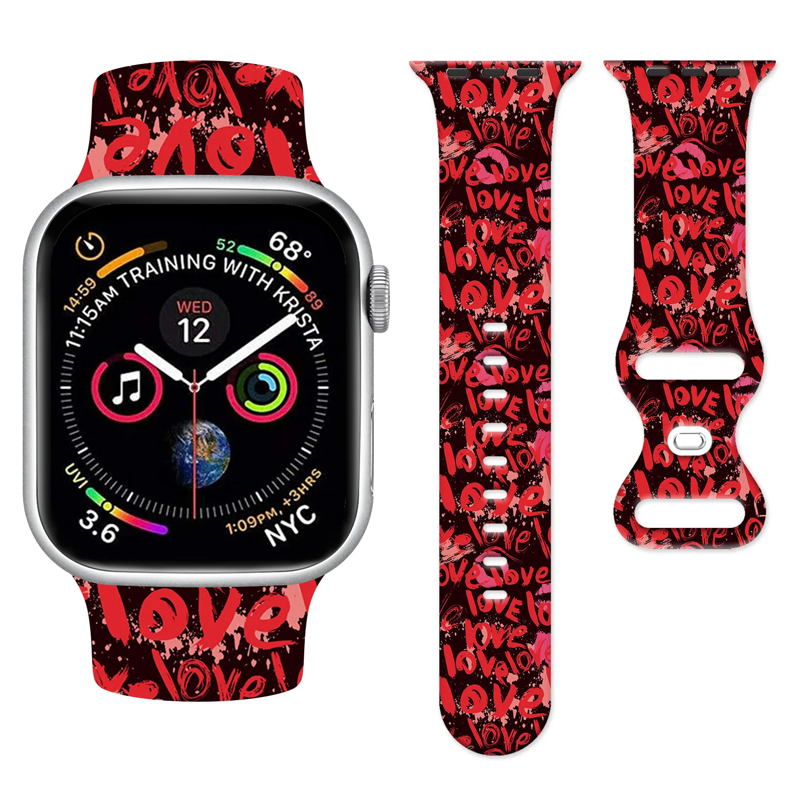 

Sweet Valentine's Day Printed Strap for Apple Watch 11 10 9 Silicone Band Replaceable Bracelet for iWatch 46/44/42mm Watchband