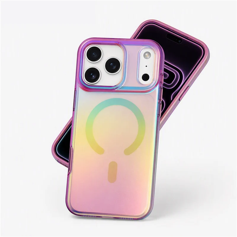 Magnetic Gradient Color Matte Iridescent Holographic Case For iPhone 18Pro 17Pro 17 Pro Max For Magsafe Shockproof Hard Cover