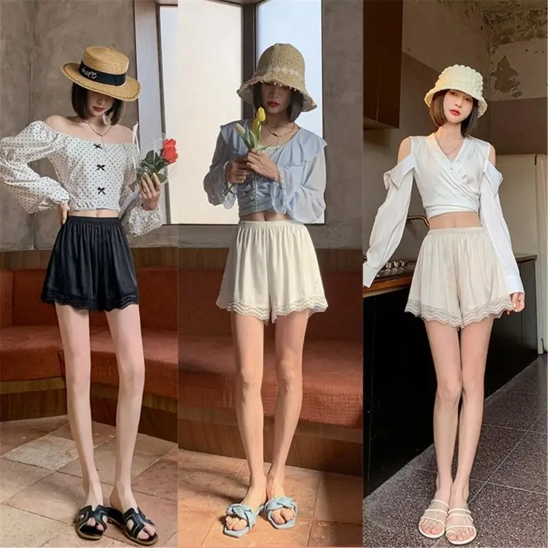 

L5YC Safety Undergarments for Skirt and Dress Lace Trim Half Slip Shorts Underpants