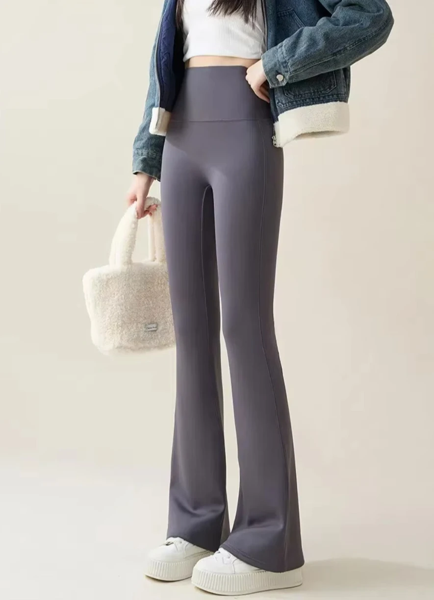 Winter-Leggings mit hoher Taille und ausgestelltem Bein für Damen, mit Fleece-Futter, Bauchkontrolle, Po-Lifting-Effekt, Yoga-Hose, dehnbare Freizeithose, Damenbekleidung – Detail 14