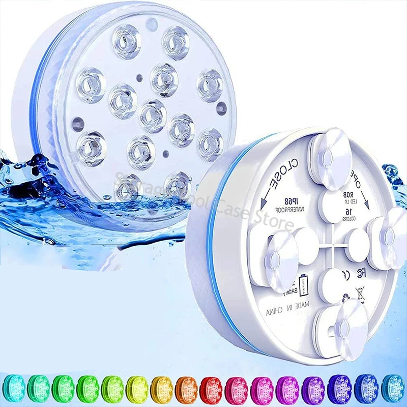 

Swimming Pool Light 13LED Underwater Light with Remote Control Portable Outdoor Submersible Lights for Pond Vase Waterproof Lamp