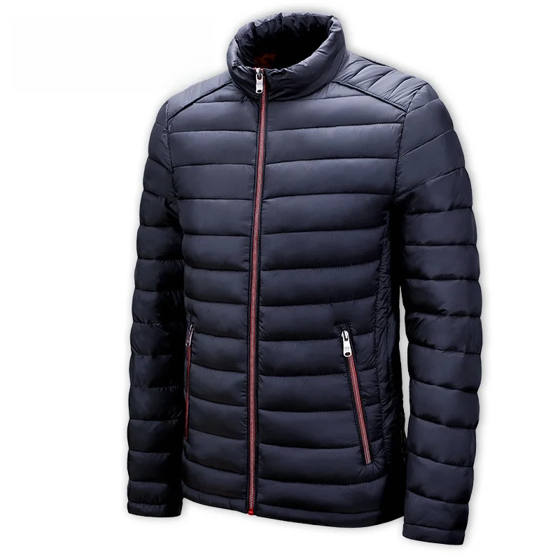 

Youth Men's Cotton Jaet Slim Fit Lightweight Stand Collar Pork Chop Outerwear Faion Urban Sle Long Zipper Pure Color