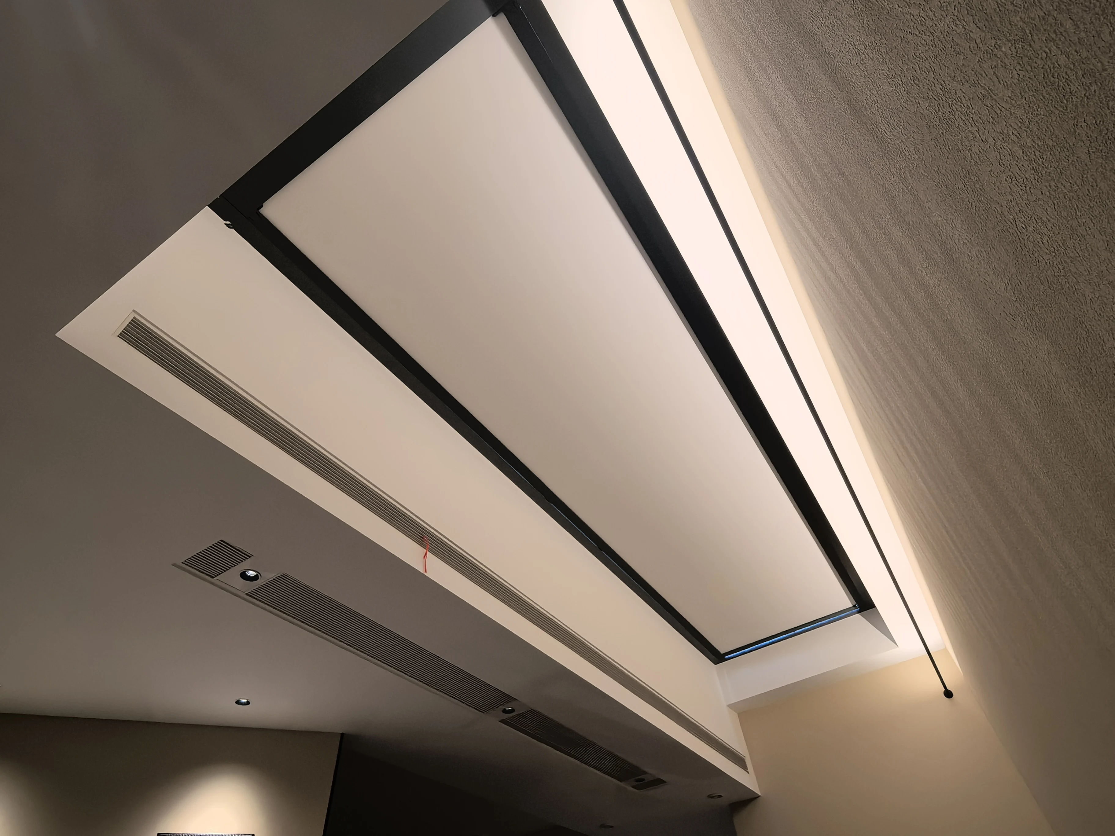 Customized FGS Motorized Electric Canopy Ceiling Sky Curtains Blinds Awning Sunshade UV Protection Windproof Rainproof