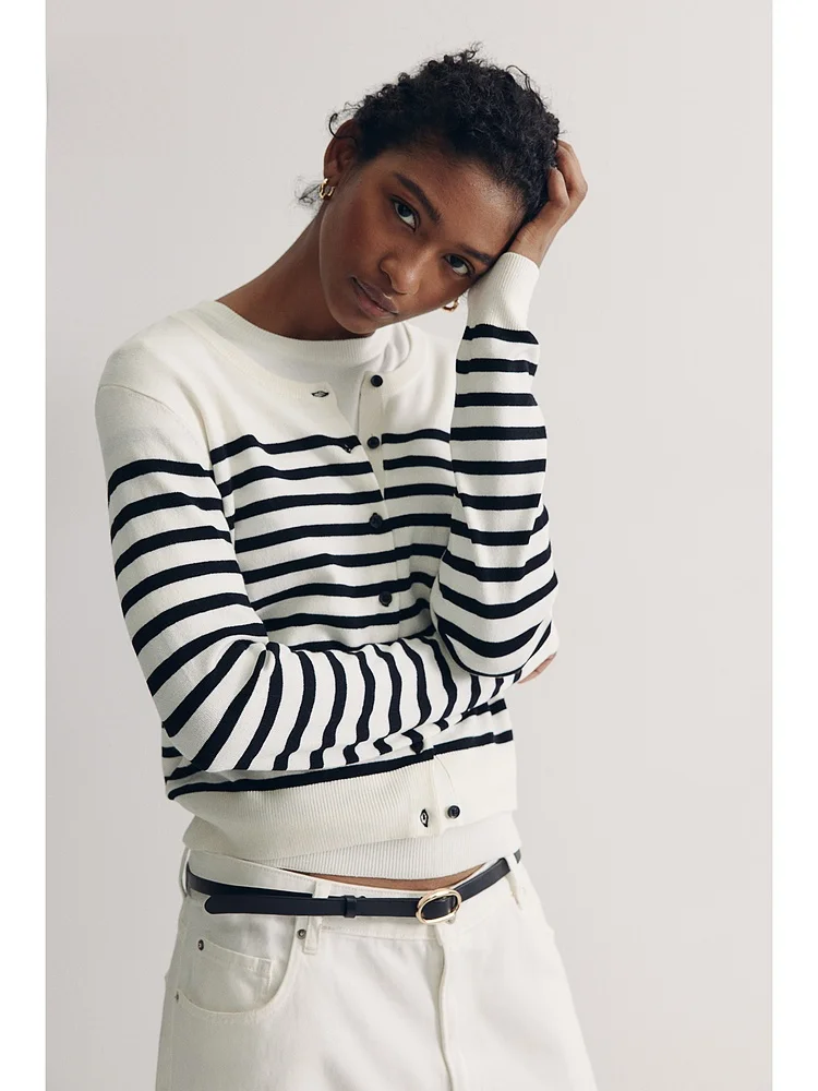 

H&M Women's Knitted Sweater Lazy Base irt Open Cardigan Thin Outerwear round Ne Long Sve Regular Fit Spring 2025