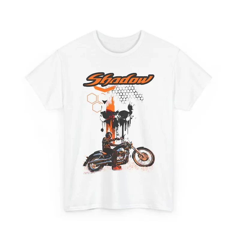 Hot Shadow T Shirt The Biker Skull Motorcycle Tee for V Twin Cruiser Fans Rider Top Custom Attitude Gift Cotton T-shirt Unisex