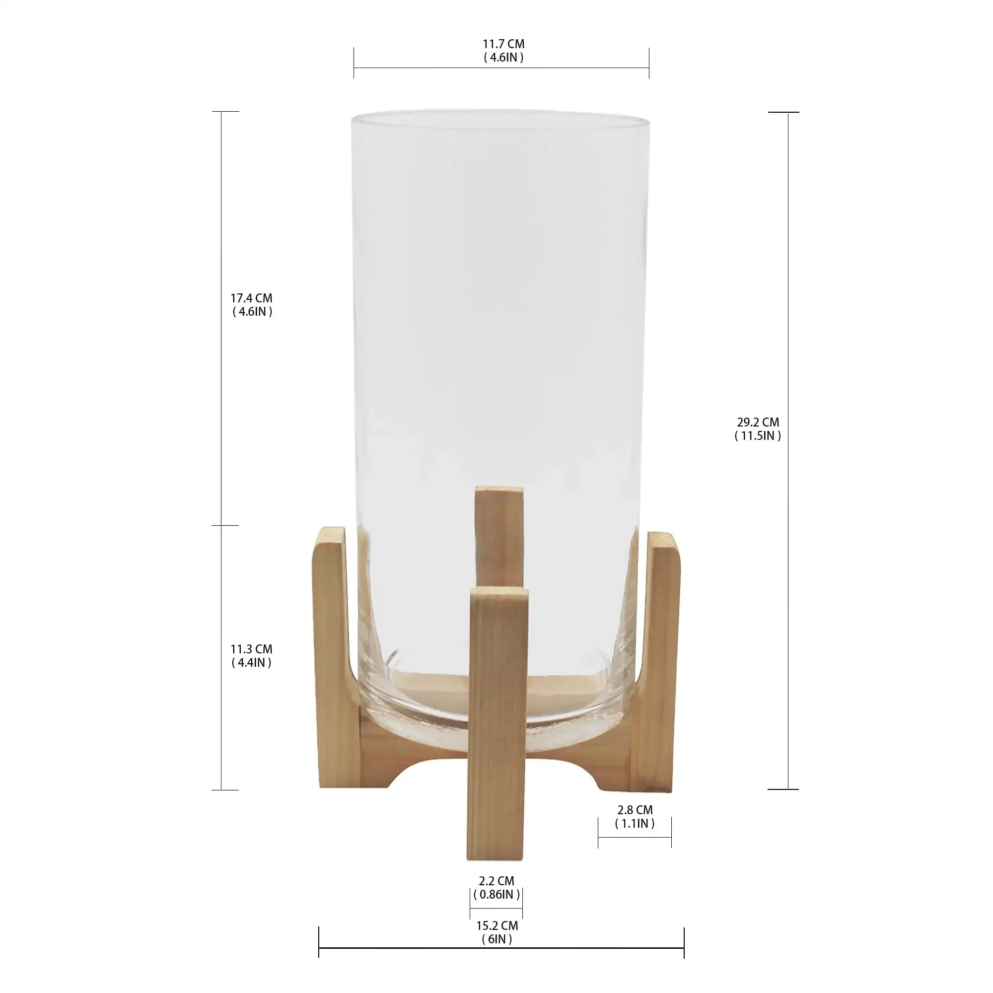 Better Homes & Gardens Portavelas de cristal con soporte de madera, 11,5", grande