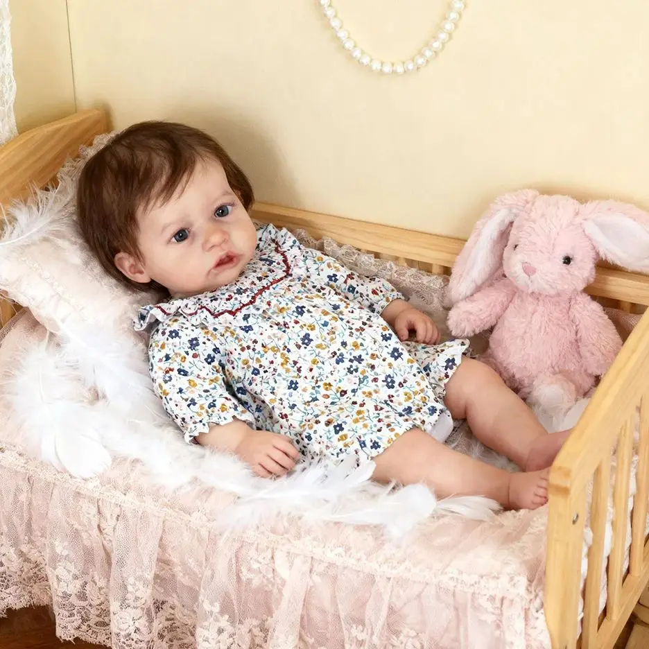

Full Body Silicone Reborn Doll for Children, Saskia, Princess Girl Dress Doll with Rooted Hair, Handmade Collectible Gift, 55cm