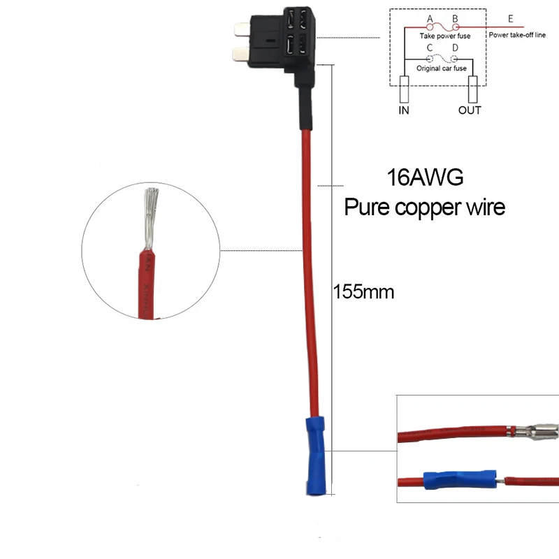 【10-2PCS】1A-50A 12V MINI SMALL MEDIUM Size Car Fuse Holder Add-a-circuit TAP Adapter with 10A Micro Mini Standard ATM Blade Fuse