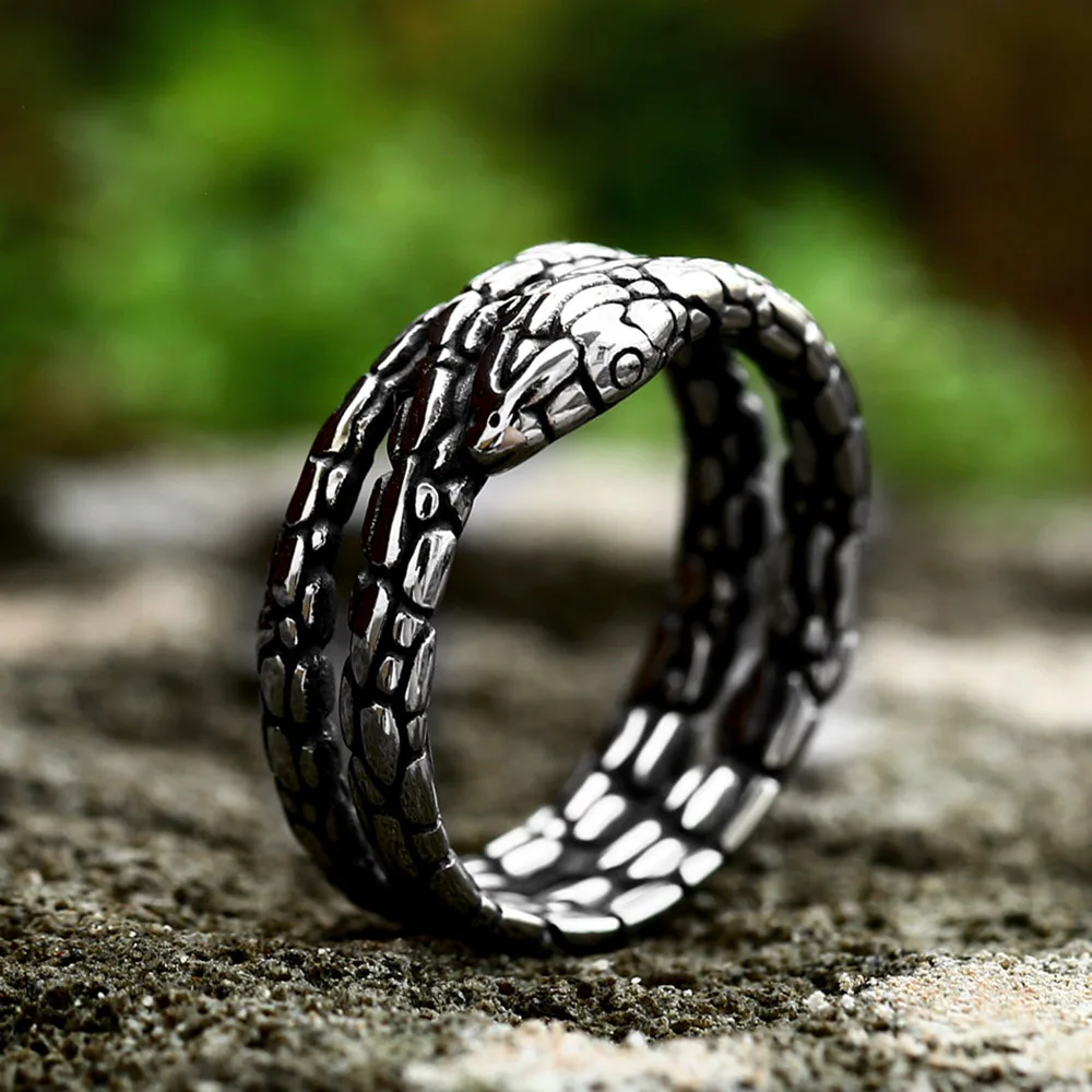 New Design 316L Stainless Steel Snake Ring For Men Women Punk Cool Animal Rings Biker Fashion Amulet Jewelry Gift Dropshipping - view 6