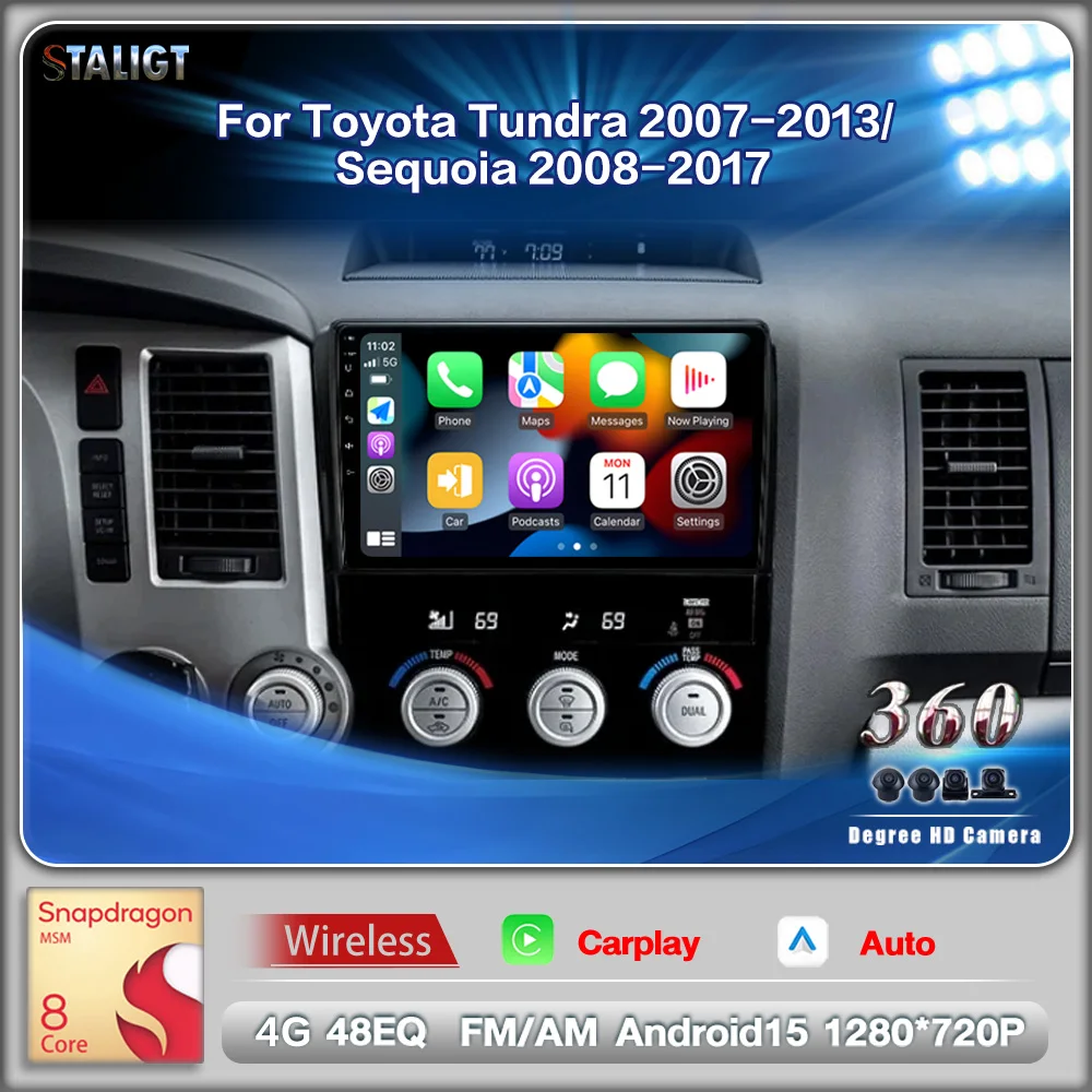 

Car Radio For Toyota Tundra XK50 2007-2013 Sequoia XK60 2008-17 Autoradio Multimedia Automotive Carplay Android Auto Wireless