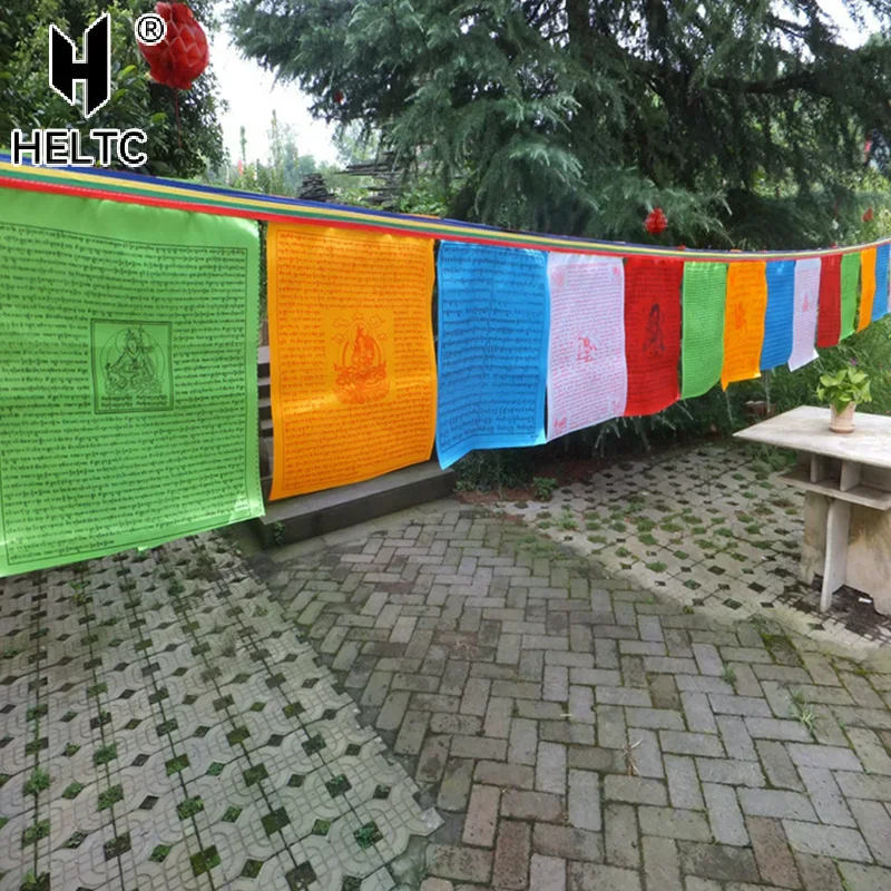 ❤20 hojas de 5M, banderas religiosas, suministros budistas tibetanos, bandera de oración con estampado de Color, pancarta del