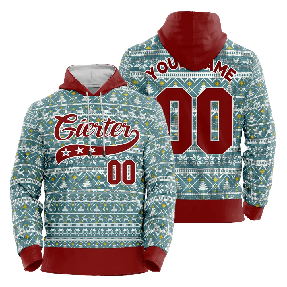 Christmas Style Autumn Winter Casual Hoodie Sweatshirt Customized Name Sports Pullover Daily DIY Unisex Clothes Trend Street Top