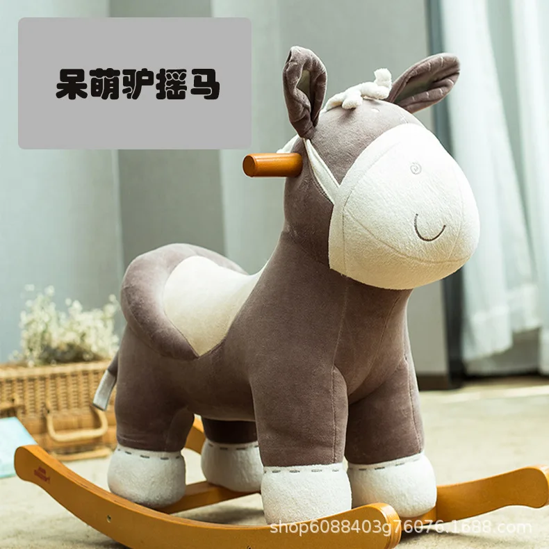 Universal Rocking Horse Chair Male and Female Baby Solid Wood Toys Rocking Horse Donkey Rocker First Birthday Gift