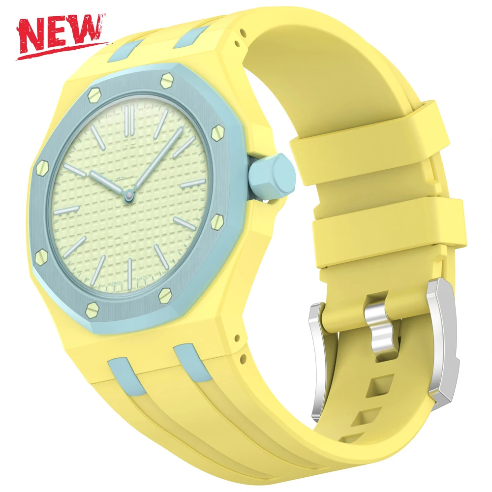 All-in-One PC Case+Silicone Strap Mod Kit for Swatch x AP Royal Pop Solf Band Cover Bumper Change to Wristwatch Accessories
