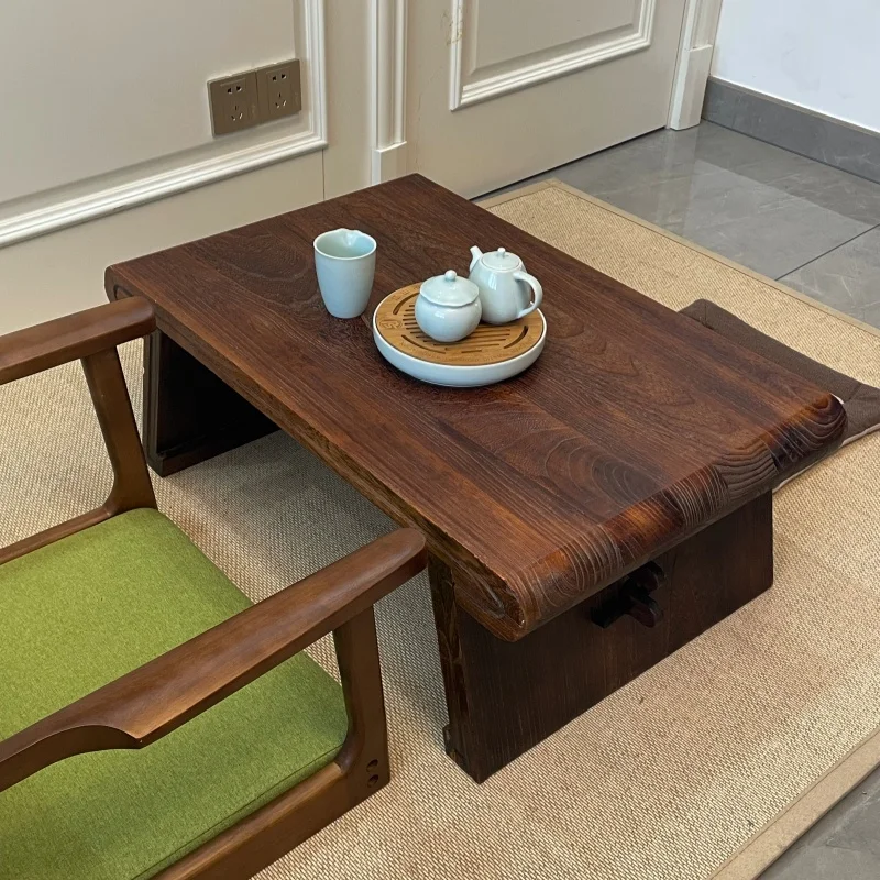 

Japanese Chinese Style Antique Tea Table Low Profile Chabudai Coffee Table for Floor Sitting Oriental Zen Decor Gongfu Ceremony