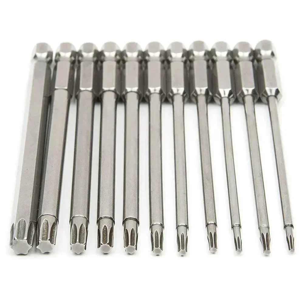 1pc Magnetic Torx Screwdriver Bits 100mm 6.35mm Hex Shank Star Head Hand Tools T7 T8 -T27 T30 T40 Series