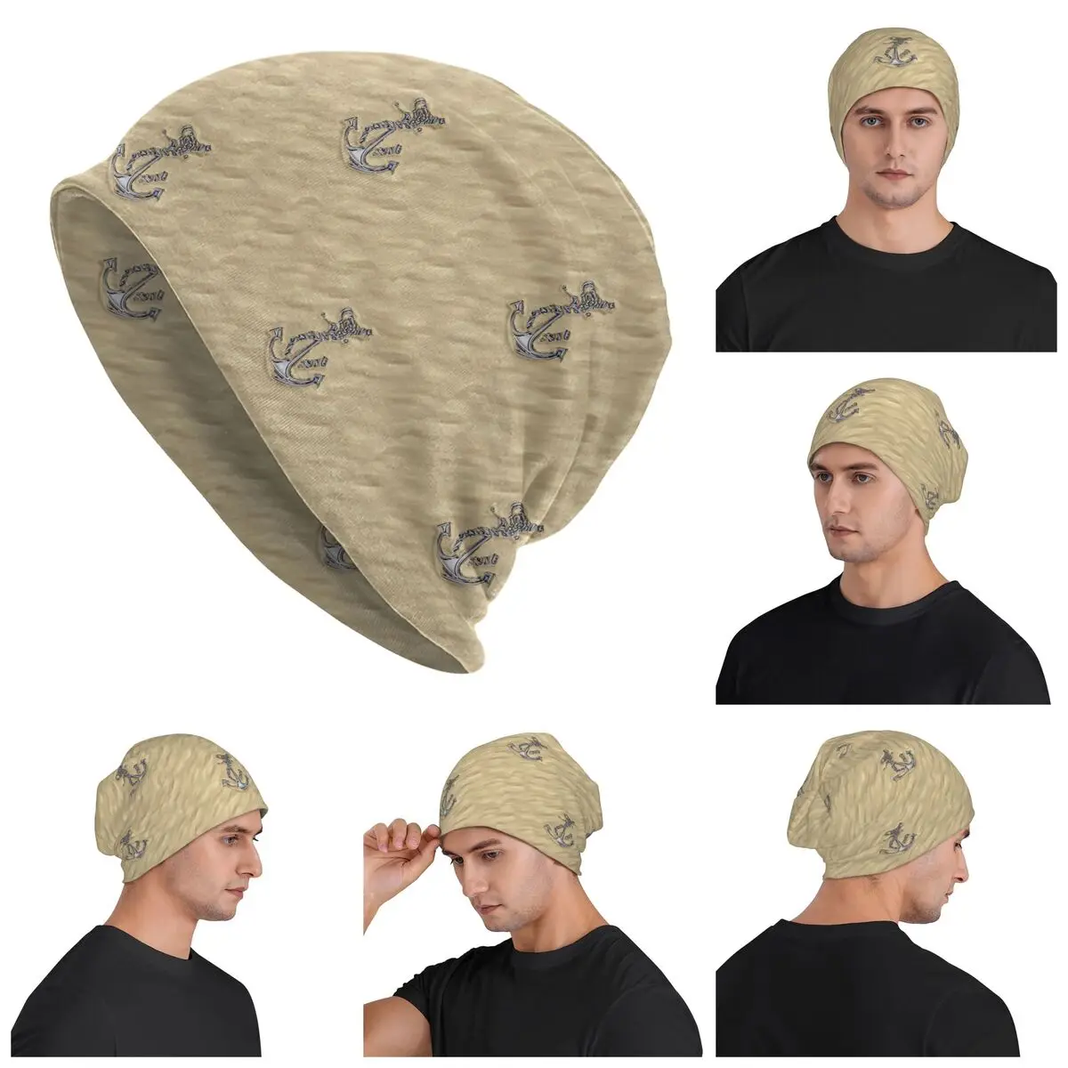 Chrome Anchor In Sand Skullies Beanies Hats Warm Autumn Winter Outdoor Cap Knitted Bonnet Caps for Men Women Adult