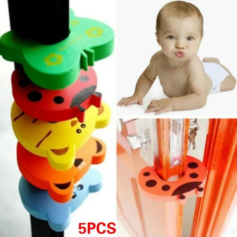 

1/5Pcs Lot Protection Safety EVA C Shape Door Stopper Cute Animal Security Baby Card Lock Care Child Finger Protector A+