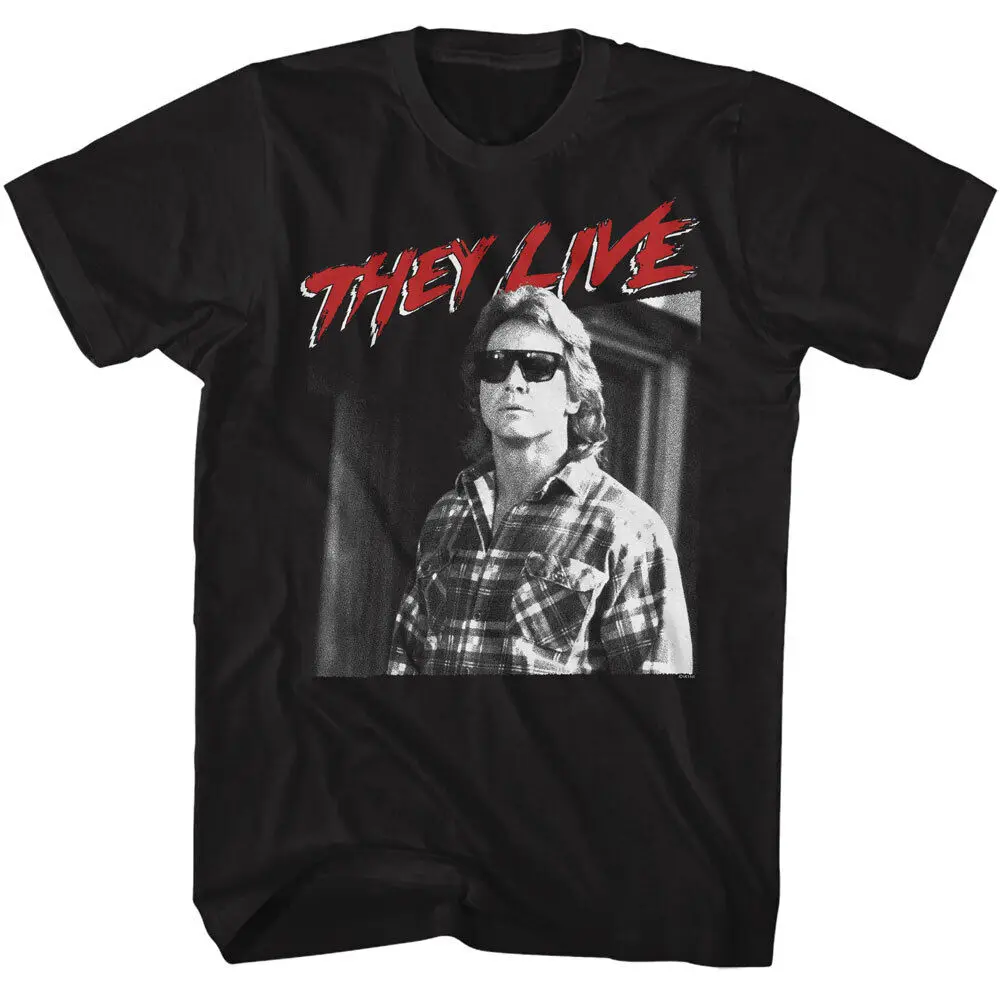 

John Carpenters Horror Movie They Live Roddy Piper Flannel Men's T Shirt