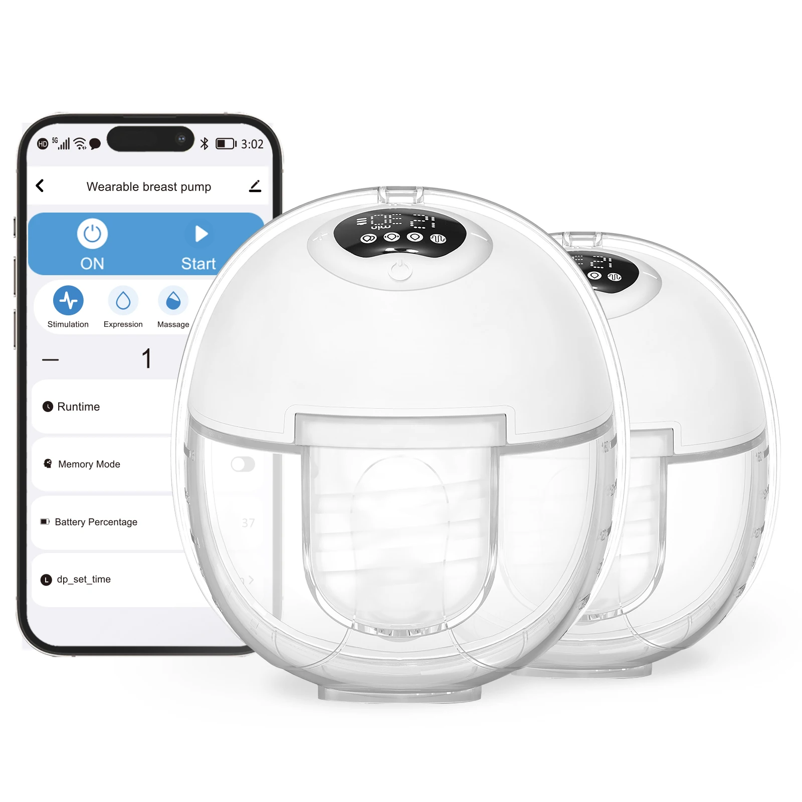 

2025 Mobile App Bluetooth Control Automatic S39 Electronic Breast Pump Big Screen Display Wireless Portable Breast Pump