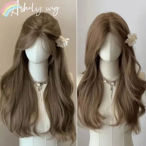 Imagen 1 del producto Pelucas de princesa para mujer, pelo largo y rizado marrón, peluca ondulada grande, diadema con rizos naturales, peluca de Lolita, 가 sintético resistente al calor