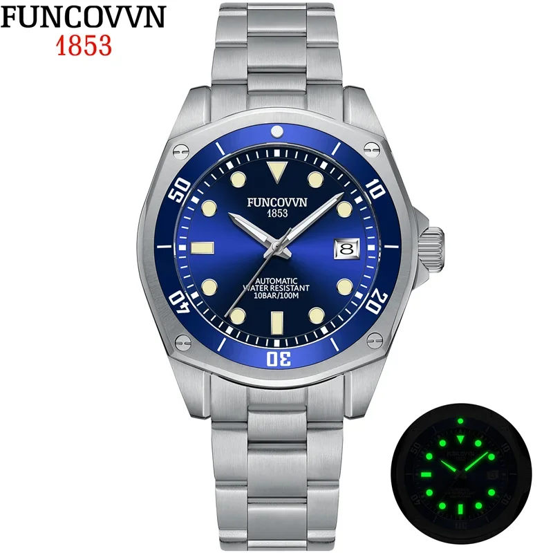 

Funcovvn Dive Watch NH35 Original Design Bracelet Fashion Sport Automatic Mechanical Watches Sapphire 10Bar Date Watch For Men