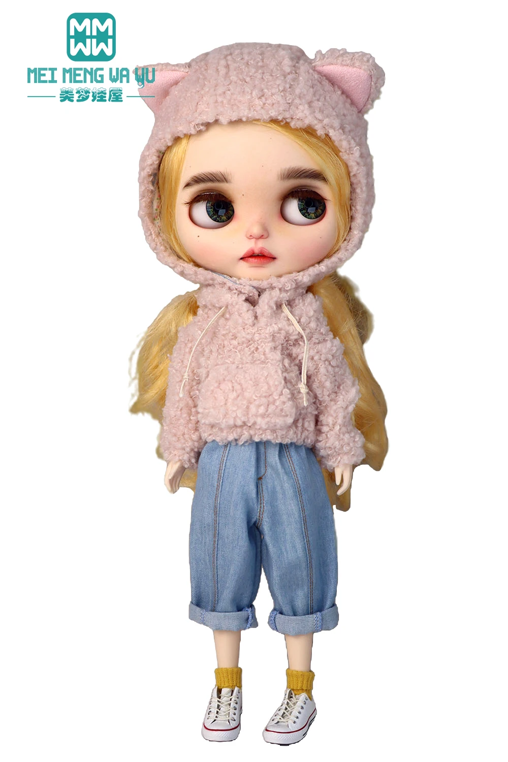 

Clothes for doll Fashionable fleece sweatshirt fits Blyth Azone OB22 OB24 doll accessories