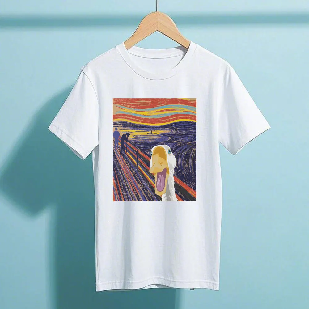 

Untitled Goose Game Mischievous Goose Print T Shirt Unisex Adult Summer Cotton Crew Neck Humorous Retro Gaming Tee Top Men Women