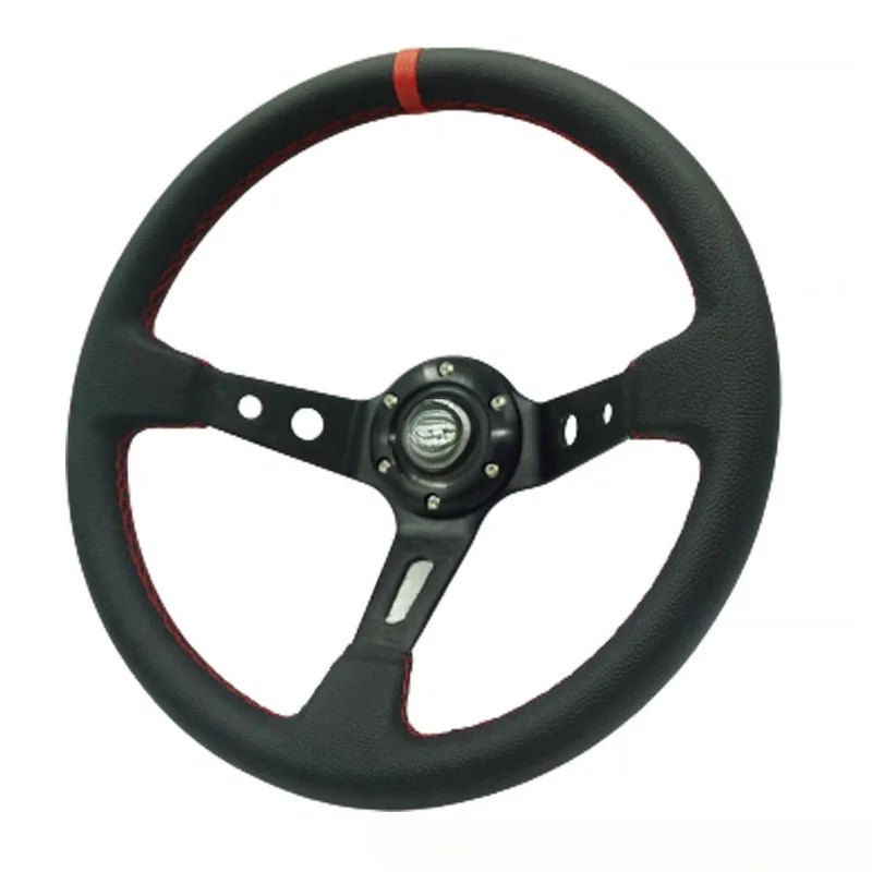 For Universal 14 Inch Deep Dish Carbon Fiber Grain Racing Steering Wheel Black Frame Modified Steering Wheel With Decorative Cov