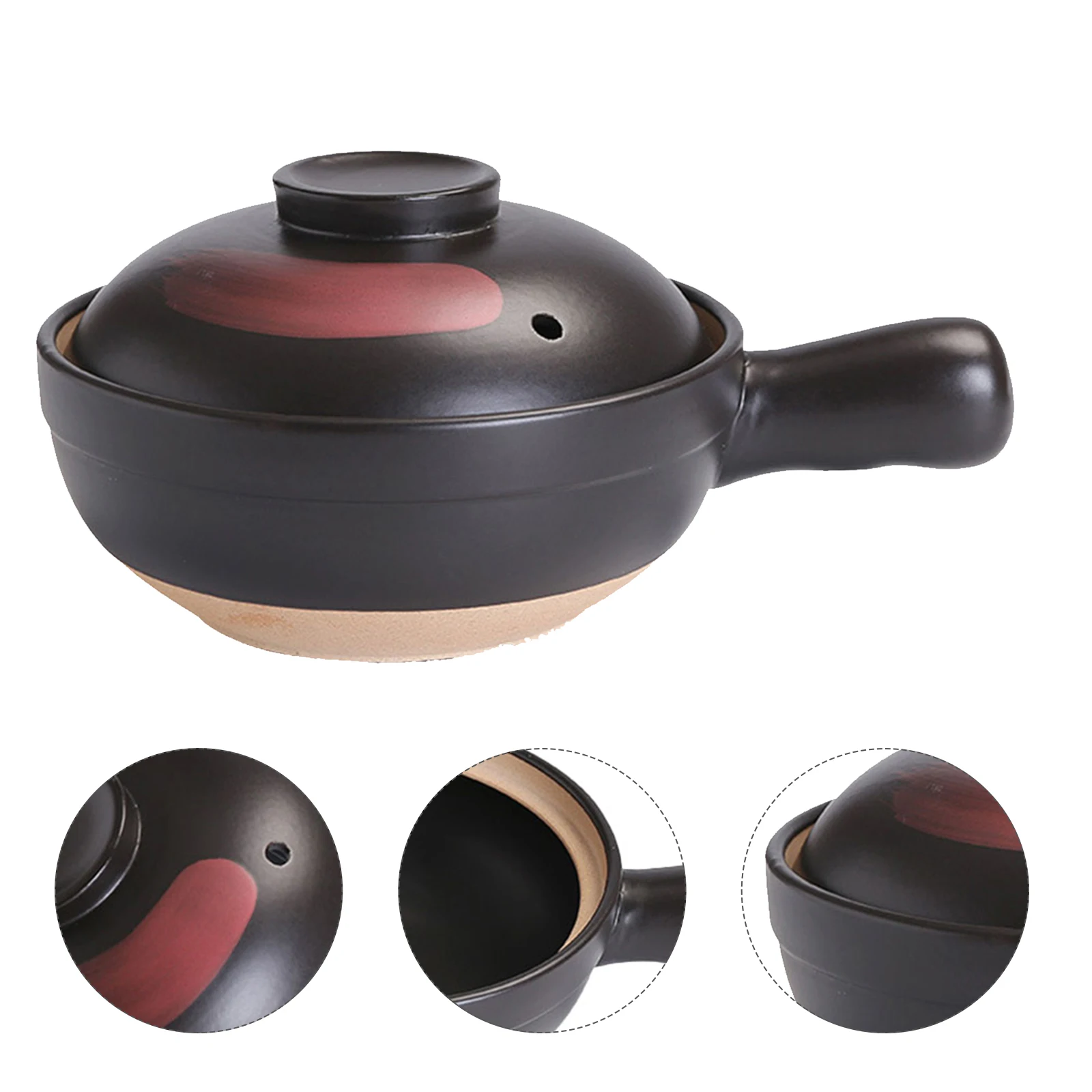 

Clay Casserole Pottery Stew Pot Non-Stick Design Smooth Surface Easy Clean Operate Multi-Use Noodles Soup Rice Braised Dishes